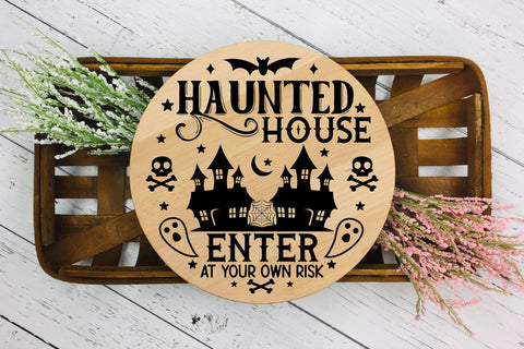 Halloween Round Sign SVG | Haunted House SVG SVG CraftLabSVG 