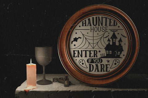 Halloween Round Sign SVG - Haunted House SVG SVG CraftLabSVG 