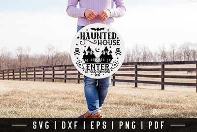 Halloween Round Sign SVG | Haunted House SVG SVG CraftLabSVG 