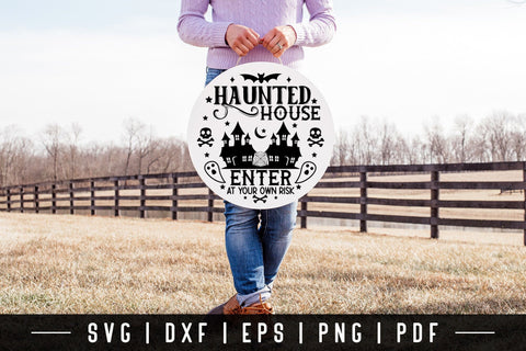 Halloween Round Sign SVG | Haunted House SVG SVG CraftLabSVG 