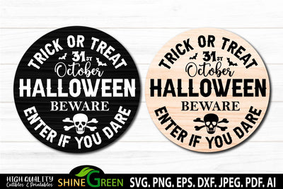 Halloween Round Sign SVG Hocus Pocus Porch Sign SVG Shine Green Art 