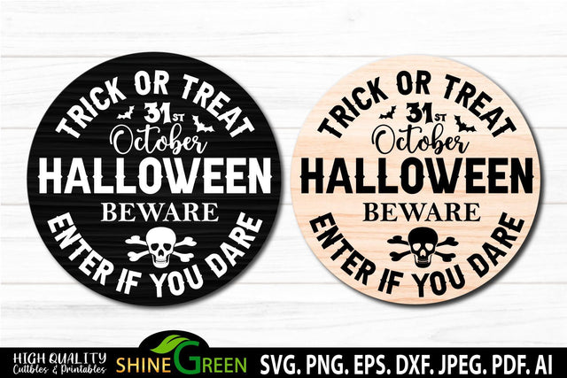 Halloween Round Sign SVG Hocus Pocus Porch Sign SVG Shine Green Art 