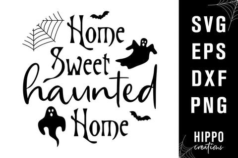 Halloween Round Sign SVG Home Sweet Haunted Home Door Sign SVG Hippo Creations 