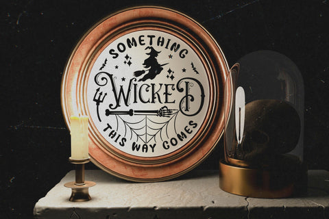 Halloween Round Sign SVG, Something Wicked SVG SVG CraftLabSVG 