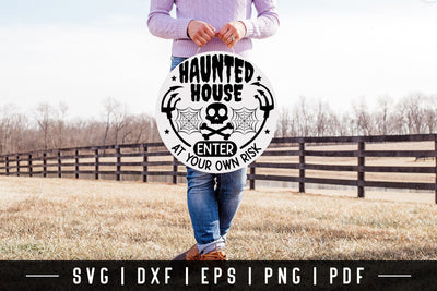 Halloween Round Sign SVG, Welcome To Our Haunted House SVG CraftLabSVG 