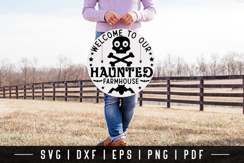Halloween Round Sign SVG, Welcome To Our Haunted House SVG CraftLabSVG 