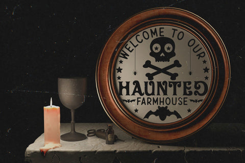 Halloween Round Sign SVG, Welcome To Our Haunted House SVG CraftLabSVG 