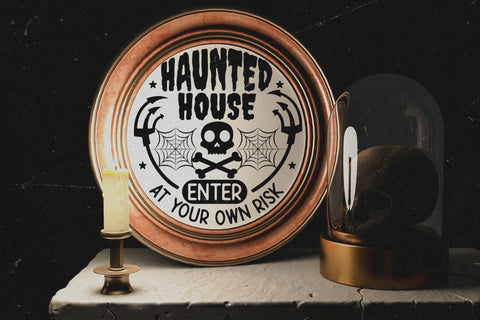 Halloween Round Sign SVG, Welcome To Our Haunted House SVG CraftLabSVG 