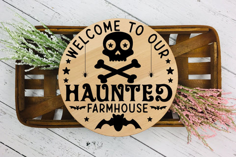 Halloween Round Sign SVG, Welcome To Our Haunted House SVG CraftLabSVG 