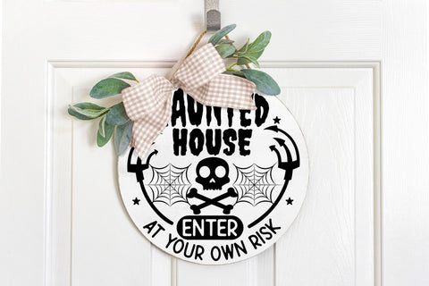 Halloween Round Sign SVG, Welcome To Our Haunted House SVG CraftLabSVG 
