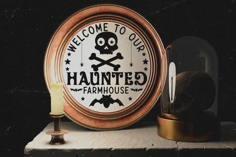 Halloween Round Sign SVG, Welcome To Our Haunted House SVG CraftLabSVG 