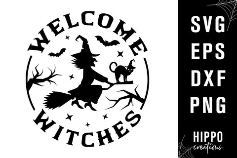 Halloween Round Sign SVG Welcome Witches Halloween SVG SVG Hippo Creations 