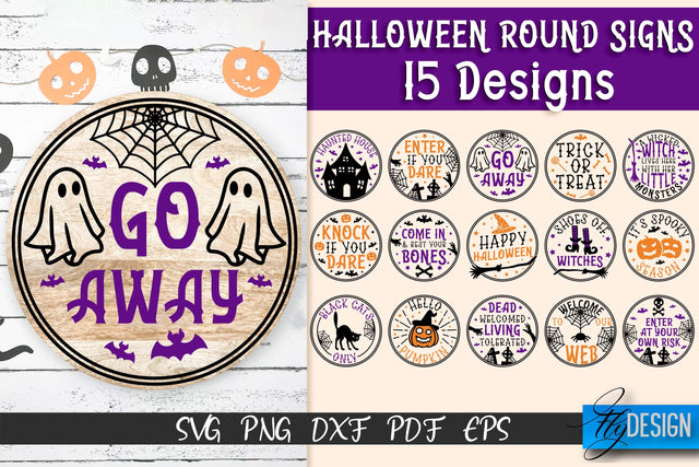 Halloween Round Signs SVG | Halloween Quotes Design SVG Fly Design 