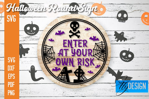Halloween Round Signs SVG | Halloween Quotes Design SVG Fly Design 