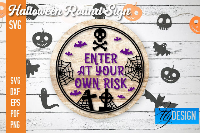 Halloween Round Signs SVG | Halloween Quotes Design SVG Fly Design 