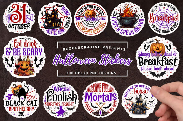 Halloween Round Stickers Bundle Sublimation Regulrcrative 