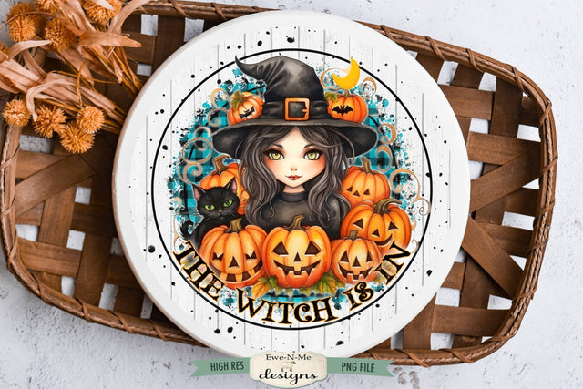 Halloween Round Sublimation Design | The Witch Is In Sublimation Ewe-N-Me Designs 