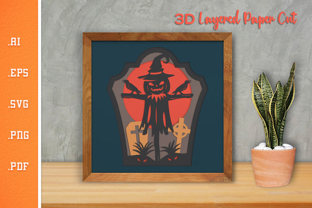 Halloween Scarecrow - 3D Layered Paper Cut SVG 2 SVG Slim Studio 