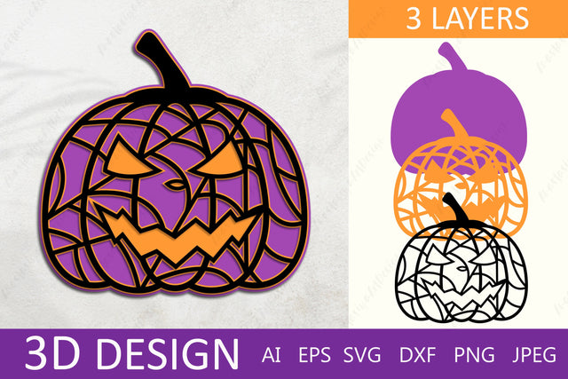 Halloween scary pumpkin 3d, Jack o lantern, Spooky 3d layered papercut 3D Paper AnastasiyaArtDesign 