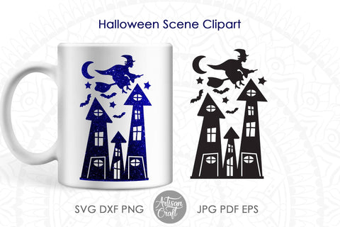 Halloween scene clipart and cut file SVG Artisan Craft SVG 