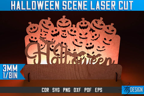 Halloween Scene Laser Cut SVG | Halloween Laser Cut SVG Design | CNC Files SVG Fly Design 
