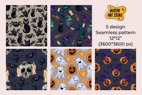 Halloween seamless pattern. Digital paper for Scrapbooking Digital Pattern Yustaf Art Store 