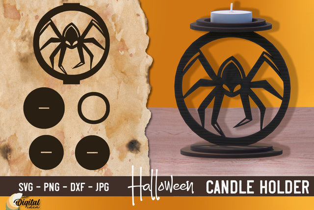 Halloween set Laser Cut. 3D Halloween candle holder SVG. SVG Evgenyia Guschina 