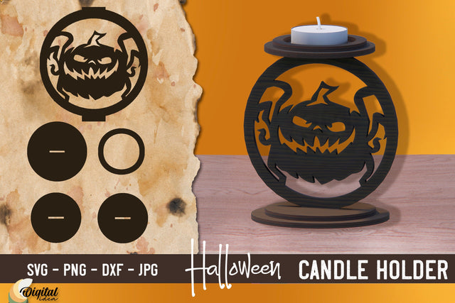 Halloween set Laser Cut. Halloween candle holder SVG. SVG Evgenyia Guschina 