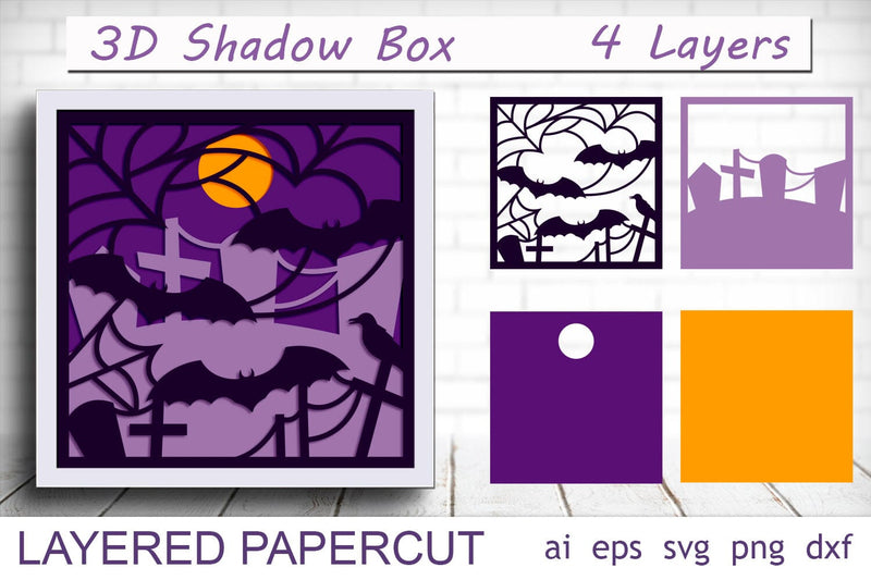Halloween shadow box, 3d layered spooky halloween, Decor svg SVG AnastasiyaArtDesign 