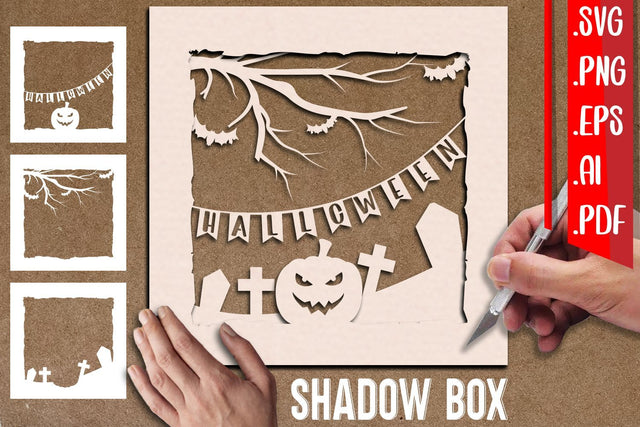 Halloween Shadow Box 3D - Papercut Cutting File 3D Paper zafrans studio 