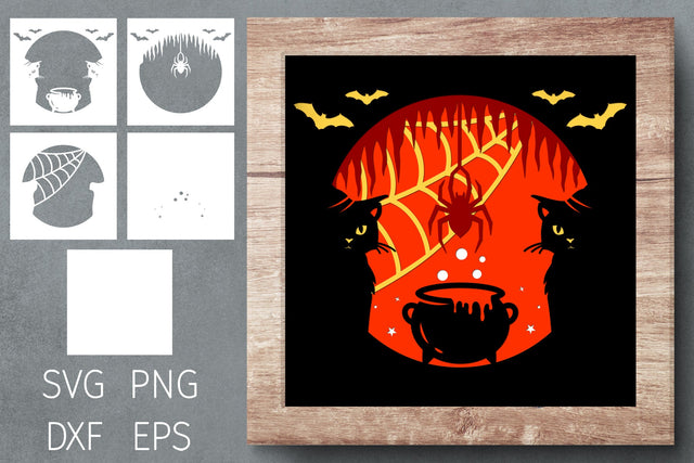 Halloween shadow box svg, 3d layered papercut halloween SVG Digital Rainbow Shop 