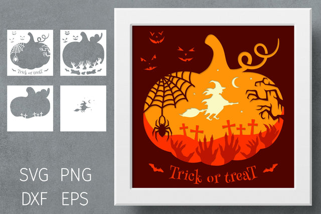 Halloween shadow box svg, Halloween layered svg, 3d Papercut SVG Digital Rainbow Shop 