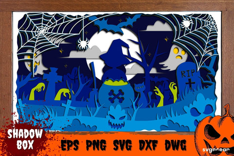 Halloween Shadow Box SVG | Light box | Layered box SVG SvgOcean 