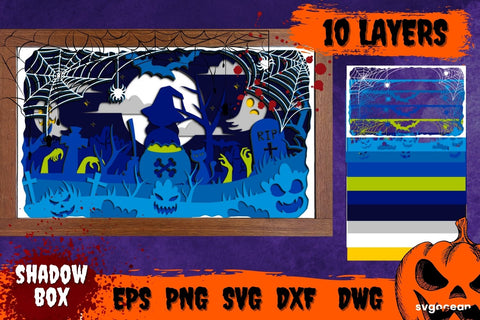 Halloween Shadow Box SVG | Light box | Layered box SVG SvgOcean 