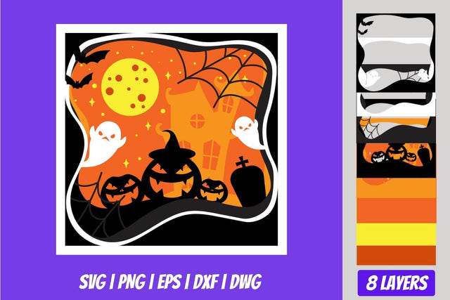 Halloween Shadowbox 3D Layered SVG Cut File SVG SvgOcean 