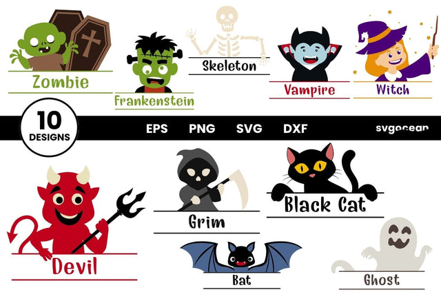 Halloween Сharacters Monogram SVG Bundle | Halloween Cut File | Frame Svg SVG SvgOcean 