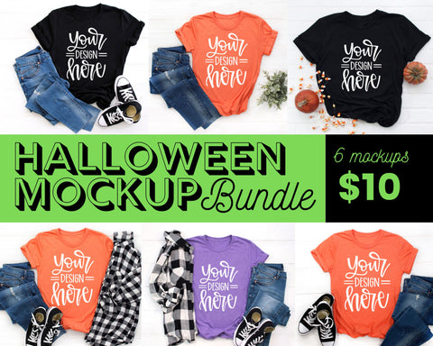 Halloween Shirt Mockup Bundle, Fall Mock up bundle Mock Up Photo Lettered by Stephanie 
