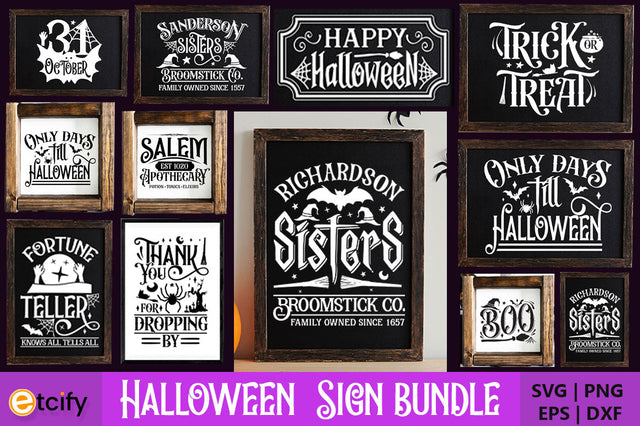 Halloween Sign Bundle. Sign Design SVG etcify 