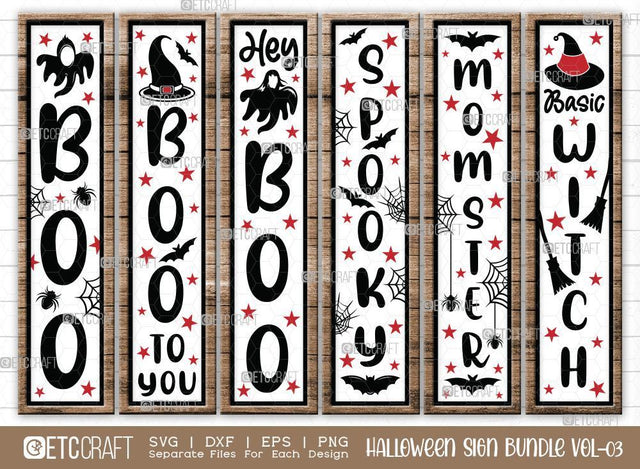 Halloween Sign Bundle Vol-03 | Boo Svg | Boo To You Svg | Hey Boo Svg | Spooky Svg | Momster Svg | Basic Witch Sign | Halloween Svg | Halloween Wood Sign Design SVG ETC Craft 