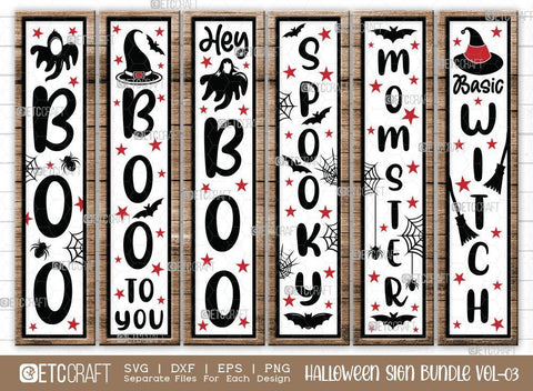 Halloween Sign Bundle Vol-03 | Boo Svg | Boo To You Svg | Hey Boo Svg | Spooky Svg | Momster Svg | Basic Witch Sign | Halloween Svg | Halloween Wood Sign Design SVG ETC Craft 