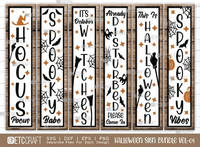 Halloween Sign Bundle Vol-04 | Hocus Pocus Svg | Spooky Babe Svg | It's October Witches Svg | Already Disturbed Please Come In Svg | This Is Halloween Svg | Spooky Vibes Sign | Halloween Svg | Halloween Wood Sign Design SVG ETC Craft 