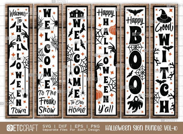 Halloween Sign Bundle Vol-10 | Welcome To Halloween Town Svg | Welcome To The Freak Show Svg | Welcome To Our Home Svg | Happy Halloween Y'all Svg | Happy Boo Svg | Halloween Wood Sign Design SVG ETC Craft 