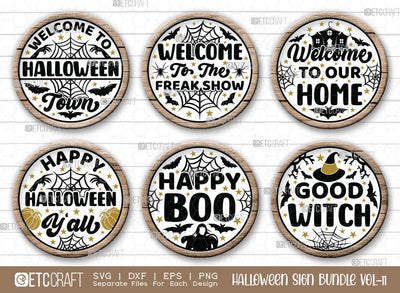 Halloween Sign Bundle Vol-11 | Welcome To Halloween Town Svg | Welcome To The Freak Show Svg | Welcome To Our Home Svg | Happy Halloween Y'all Svg | Happy Boo Svg | Halloween Wood Sign Design SVG ETC Craft 