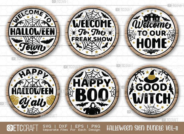 Halloween Sign Bundle Vol-11 | Welcome To Halloween Town Svg | Welcome To The Freak Show Svg | Welcome To Our Home Svg | Happy Halloween Y'all Svg | Happy Boo Svg | Halloween Wood Sign Design SVG ETC Craft 