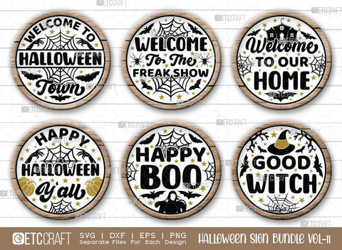 Halloween Sign Bundle Vol-12 | Welcome To Halloween Town Svg | Welcome To The Freak Show Svg | Welcome To Our Home Svg | Happy Halloween Y'all Svg | Happy Boo Svg | Halloween Wood Sign Design SVG ETC Craft 