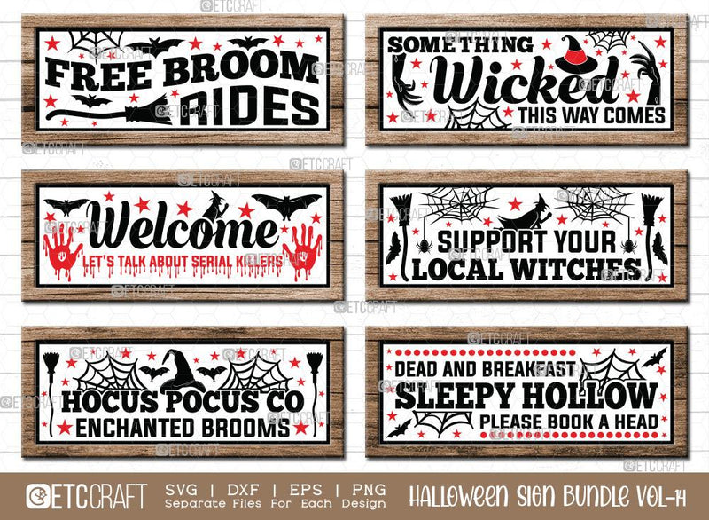 Halloween Sign Bundle Vol-14 | Free Broom Rides Svg | Something Wicked ...