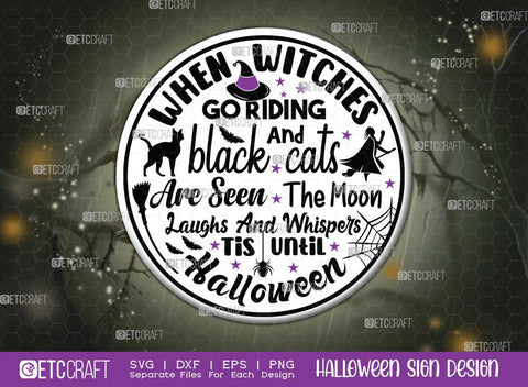 Halloween Sign Bundle Vol-16 | Dead And Breakfast Svg | Hang Your Broom and Stay A Spell Svg | Black Flame Candle Company Svg | When Witches Go Riding Svg | Witches Brew Coffee House Svg | Halloween Wood Sign Design SVG ETC Craft 