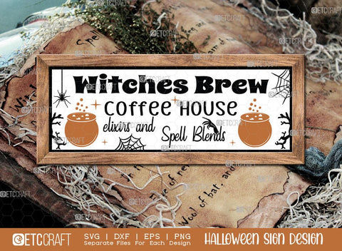 Halloween Sign Bundle Vol-17 | Dead And Breakfast Svg | Hang Your Broom and Stay A Spell Svg | Black Flame Candle Company Svg | When Witches Go Riding Svg | Witches Brew Coffee House Svg | Halloween Wood Sign Design SVG ETC Craft 
