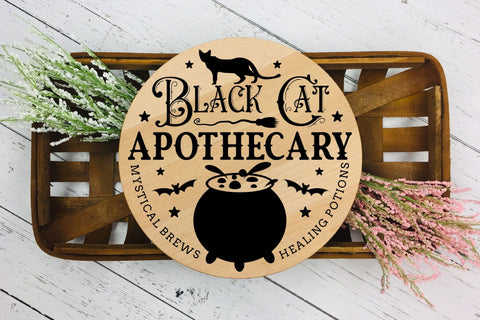 Halloween Sign SVG, Black Cat Apothecary SVG SVG CraftLabSVG 