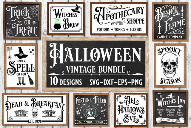 Halloween Sign SVG Bundle | Vintage Halloween Signs SVG B Renee Design 